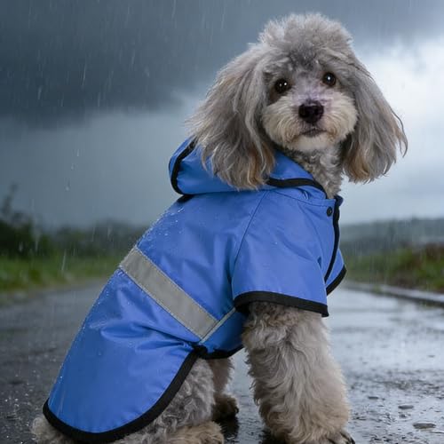 Waterproof Dog Raincoat, Adjustable Lightweight Rain Jacket, Suitable for Outdoor Walking, Hiking, Camping, All Season, 1 Piece(Blue.M) - color: BLUE, size: Medium