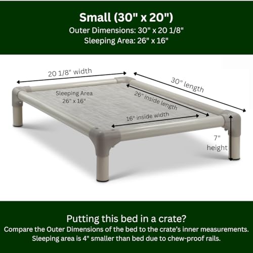 Kuranda Chewproof Elevated Dog Bed – 30" x 20" - Sunsure Textilene - Birch - color: Birch, size: Small