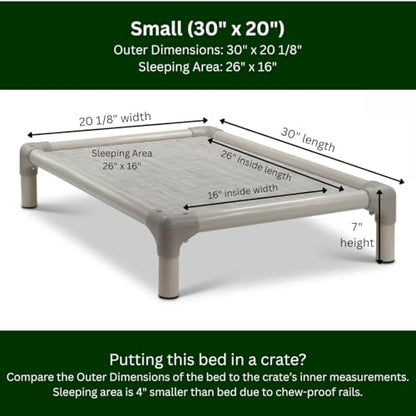 Kuranda Chewproof Elevated Dog Bed – 30" x 20" - Sunsure Textilene - Birch - color: Birch, size: Small