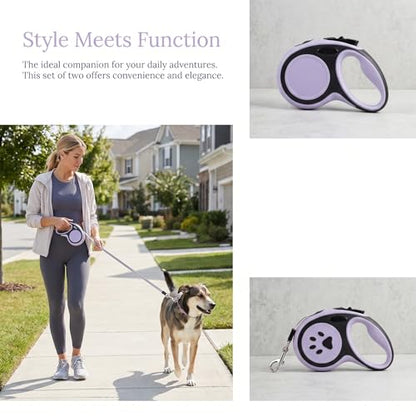 2Pack Retractable Dog Leash for Small Medium Dogs One-Click Brake & Lock Anti-Slip Ergonomic Handle 360° Tangle-Free Zinc Alloy Hook Durable ABS Casing-9.84feet Black - color: Black, size: 2