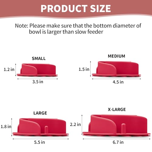 Slow Feeder Dog Bowls Insert, Animire Soft Silicone Slow Eating Dog Food Bowl for Small, Medium and Large Dogs, Compatible with Regular and Elevated Bowls - color: Rose, size: S