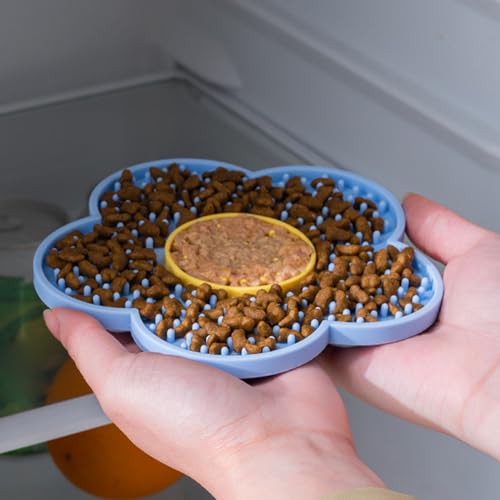 Cats Lick Pad with Suctions Cup Slow Feeders Licking Mat Flower Shape Silicone Pad with Suctions Cup Dog Licking Mat Silicone - size: B
