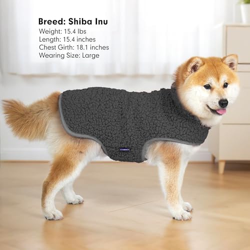 cyeollo Small Dog Coat Sherpa Dog Winter Coat, Reversible Fleece Doggie Jackets Sweater Vest for Small Dogs Male with Leash Hole, Soft Cold Weather Pet Coats, Dark Grey S - color: Dark Grey, size: Small (5-9lbs)
