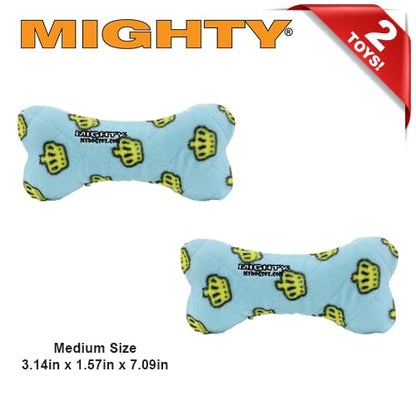 MIGHTY Tuffy 2 Pack Bone Dog Toy: Ultra Durable Plush Toy with Multiple Layers & Reinforced Seams, Washable and Floats, Vinyl Bone & Fleece - color: 2PK Blue Medium Bone