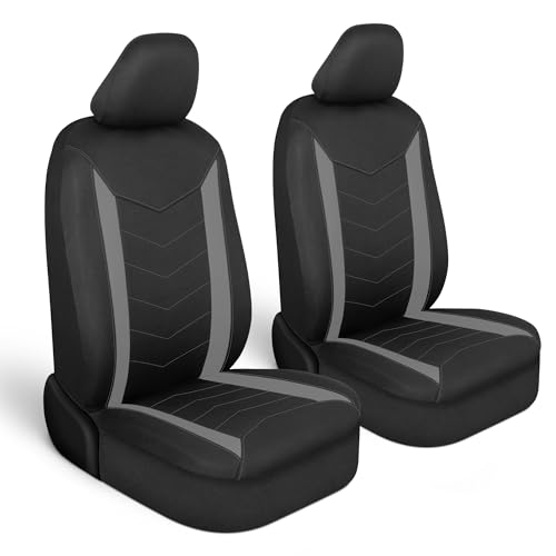 Motor Trend SpillGuard 2 Gray Seat Covers for Cars & Seat Covers for Trucks - Neoprene Lining Waterproof Car Seat Covers Front Seats Only - SUV Seat Covers Protector - Forros para Asientos de Carro - color: Front Seats - Gray