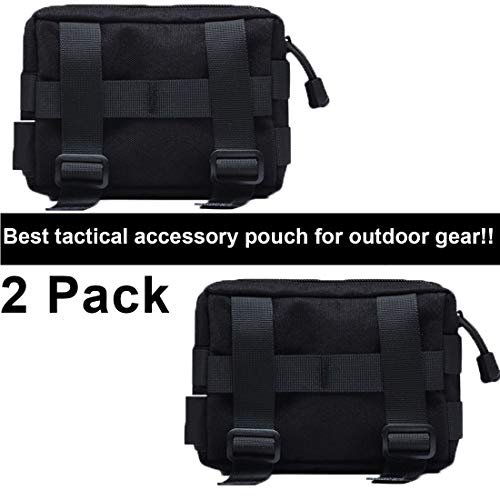 Molle Pouches, Tactical Admin Pouch Compact EDC Utility Gadget Gear Pouch Military Carry Accessory Belt Hanging Waist Bag - color: 2 pack-black-7"(L) * 5.1"(H)