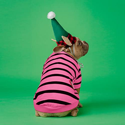 Pet Dog Striped T-Shirt Dogs Cats Cotton Vest Spring Summer Pet Apparel Tee Shirt Suitable for Small and Medium Large Pets French Bulldog Bichon - color: Pink, size: X-Small