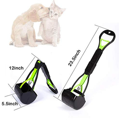 Pet Pooper Scooper, 24" Long Handle Portable Poop Scooper for Large and Small Dogs Cats, Foldable Dog Poop Pick Up Tool, Sturdy Garbage Rake Picker for Garden Backyard Grass Dirt Gravel (Green) - color: Green