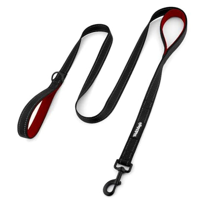 Heavy Duty Double Handle Dog Leash 6 ft Long for Total Control, Padded 2 Handle, Reflective Training Lead for Medium Large Dogs (Black, 6 FT) - color: Black