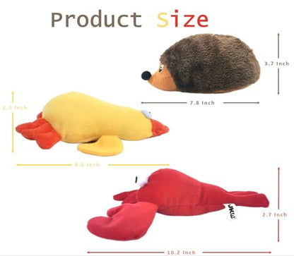 JKW Squeaky Plush Dog Toy Set, 3 Pack Interactive Pet Toys, Chew Toys for Small Medium Large Dogs (Lobster 3 Pack)