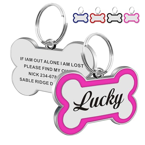 Dog Tags Personalized for Pets Dog Name Tags Personalized Dog Tag Engraved Custom Dog Tags for Pets Custom ID Tags for Puppy Cat (Pink, L) - color: Pink, size: L