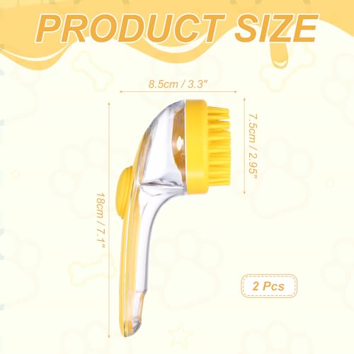 Pet Bath Brush, Dog Shampoo Brush New 2 in 1 Grooming Massage Scrubber Bubble Maker with Ring Built-in Shampoo Dispenser(Coarse,Yellow), for Long Short Hair Cats Shower - color: Yellow
