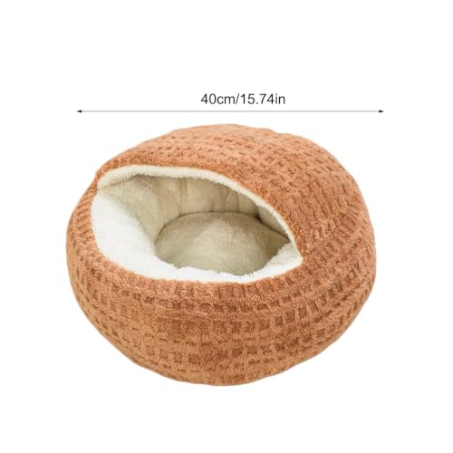 Cat Cave Bed | Small Semi Enclosed Anti-Slip Dog Nest Bed | Calming Nest Covered Kitten Cave | for Home Dorm Bedroom Living Room Balcony - color: Dark Coffee