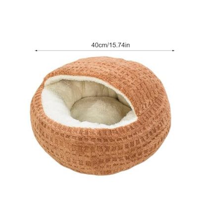 Cat Cave Bed | Small Semi Enclosed Anti-Slip Dog Nest Bed | Calming Nest Covered Kitten Cave | for Home Dorm Bedroom Living Room Balcony - color: Dark Coffee