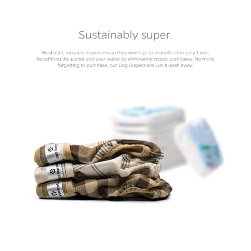 Pet Parents® Washable Dog Diapers (3pack) + Extendrs® of Durable Doggie Diapers, Premium Dog Diapers Female & Male (X-Small, Oxford) - size: X-Small (4-10")