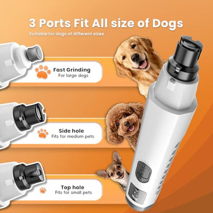 2026 New Silent Groom Pro Dog Nail Grinder, 5-Speed Dog Nail Grinder with Led Light, 40 db Quiet Painless Paws Grooming for Small Medium Large Dogs, USB Rechargeable (White) - color: White