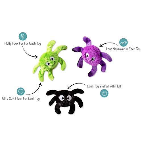 Fringe Studio, Creepy CRAWLY Spiders, Small Plush Dog Toy 3PCS Set, PetShop Collection (289479) - color: Spider