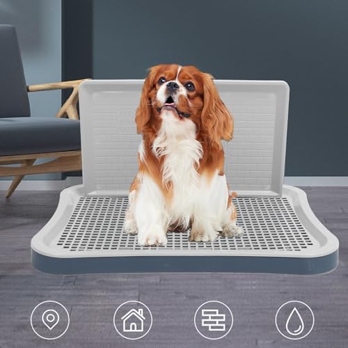 Puppy Pee Pad Holder,Dog Training Toilet with Wall Column Removable Portable Puppy Mesh Training Potty for Large Small Medium Pets (Navy Blue) - color: Navy Blue