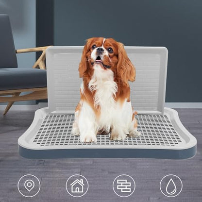 Puppy Pee Pad Holder,Dog Training Toilet with Wall Column Removable Portable Puppy Mesh Training Potty for Large Small Medium Pets (Navy Blue) - color: Navy Blue