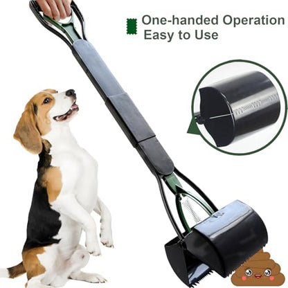 ienjoyed Pooper Scooper, Large Pooper Scooper for Dogs Heavy Duty, Dog Pooper Scooper with Long Handle & High Strength Durable Spring, Foldable Dog Poop Pick Up (32-inch) (Dark Green) - size: 32-inch(Dark Green)