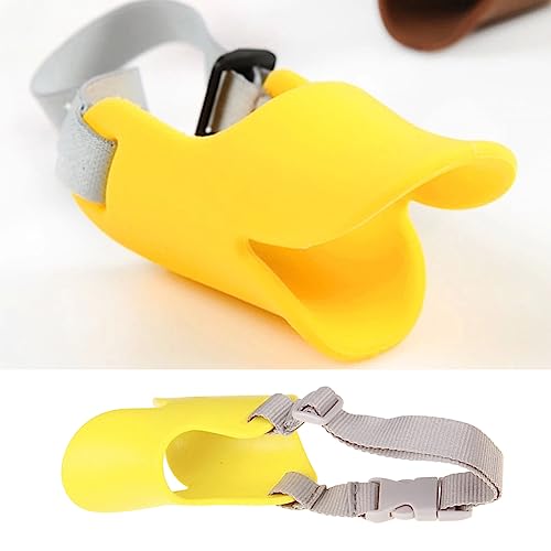 Dog Muzzle, Anti Bite Silicone Duck Mouth Shape Dog Mouth Covers with Adjustable Strap, Stop Barking Chewing, Anti-Called Muzzle for Small Medium Dogs(for 2.5 kg-4.5 kg/Yellow)
