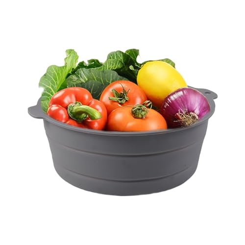 Collapsible Silicone Mixing Bowl, Food-Grade Foldable Travel Container, Large Collapsible Bowls for Camping Outdoor Hiking Storage Mixing, Grey (pot QY104) - color: grey-QY104