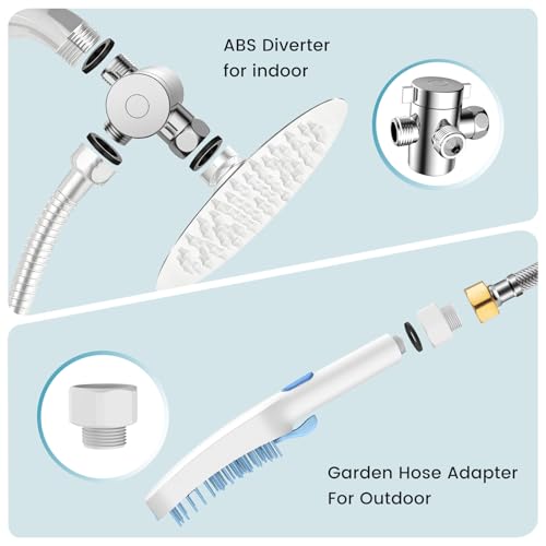 4 Mode Dog Shower Attachment, High Pressure Handheld Sprayer with ON/OFF Switch, 78 Inches Stainless Steel Hose, Diverter, Adhesive Holder, for Indoor/Outdoor Dog Bathing and Cleaning