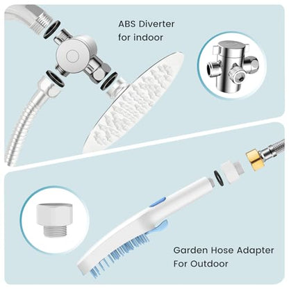 4 Mode Dog Shower Attachment, High Pressure Handheld Sprayer with ON/OFF Switch, 78 Inches Stainless Steel Hose, Diverter, Adhesive Holder, for Indoor/Outdoor Dog Bathing and Cleaning