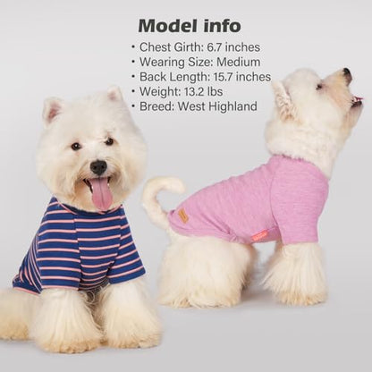 KYEESE 3Pack Dog Sweater, Soft Puppy Sweatshirt Pullover Stretchy Dog Sweater for Small Dogs Girl Boy, Lightweight Fleece Cat Shirt Pet Clothes with Sleeves, M - color: 06# 3Pack(Pink+Blue+Stripe), size: Medium (8.5-13lbs)