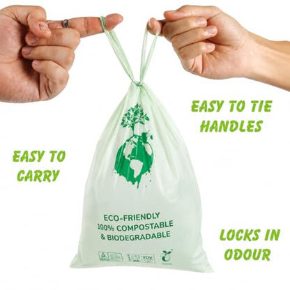 Home Compostable Dog Poop Bags, BPI & OK Compost HOME Certified | 0.6 Gallon, Thick Gusseted Unscented, 80ct, LeakProof T-Shirt Handles for Easy Knotting, Suitable for Small Medium Large Dogs