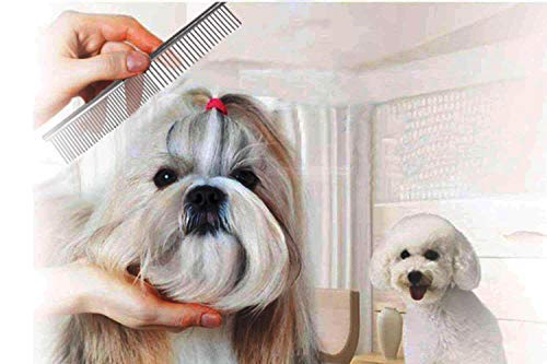 PETTOM Pet Steel Grooming Tool Poodle Finishing Butter Comb 7 1/2-inch L Silver Dog Combs with Rounded Ends Stainless Steel Teeth, Cat Comb for Removing Tangles and Knots - style: Comb B