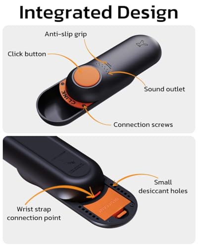 Clink Design 2-in-1 Puppy Essentials, Dog Training Clicker & Treat Carrier, Durable Food-Grade ABS, Treat Carrier with Desiccant Compartment, Compact & Lightweight Dog Stuff for Dogs - Black & Orange