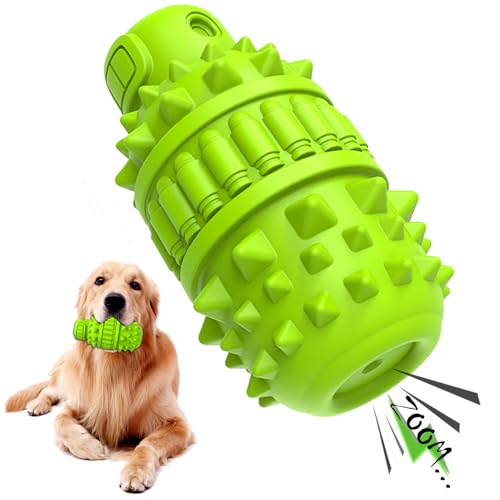 PIFFZEDO Dog Toys for Aggressive Chewers,Interactive Natural Rubber Chew & Squeaky Toy for Large Medium Breed,Dog Toothbrush,Tough & Durable (Green,Large) - color: Green, size: Large（For 55–90lb dogs）
