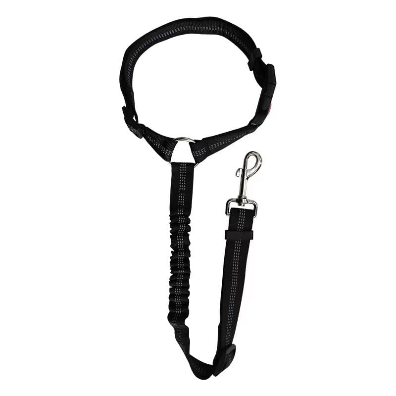 Elastic Retractable Dog Leash for Car Belts 1 Pack - Adjustable Pet Safety Tether for Vehicle Travel, Hands-Free Dog Restraint for Backseat，Black - color: black