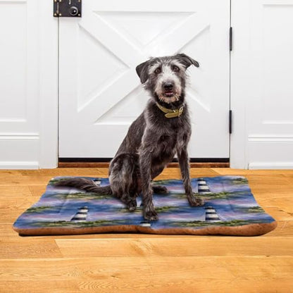 Lighthouse Pattern Pet Bed Mat for Dogs and Cats, Soft Washable Crate Pad with Non-Slip Bottom, Cozy Bed Cushion for Small Medium Large Pets, 18x24 Inch - size: Small
