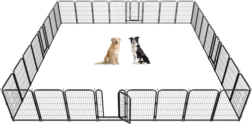 Metal Dog Playpen, 40" Inch Height 32 Panels, Large Dog Fence for Large/Medium/Small Dogs Indoor & Outdoor Bliss, Perfect Dog Pen for Camping, Yard and RV | Black-Silver - size: 40"High, style: 32 Panels