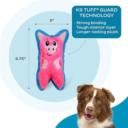 Outward Hound Durablez Minis – Squeaky Plush Dog Toy, No Stuffing for Less Mess, Interactive & Tough, Jumbo Squeaker, Puppies & Small Dogs, Pig, 6.8" - color: Pig, size: X-Small