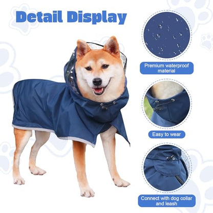 Dog Raincoat, Water Resistant, Adjustable, Cool Design (Dark Blue, X-Small) - color: Dark Blue, size: X-Small