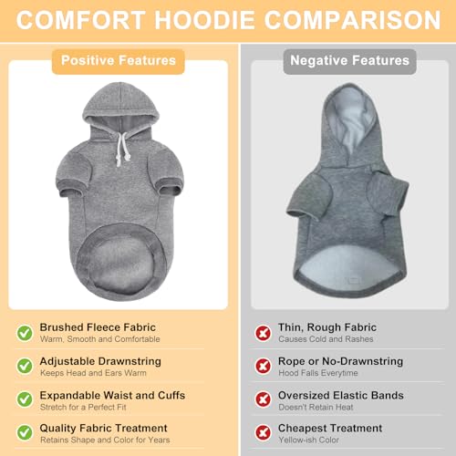 BEAUTYZOO Dog Hoodie & Cat Sweater for Small Dogs Puppy Girls Boys, Fleece Lined Warm Winter Fall Dog Clothes with Leash Hole and Pocket, Ultra-Soft Pet Jacket Coats Kitten Clothing, Grey L - color: Grey, size: L (Chest: 19", Neck: 12", Back: 14")