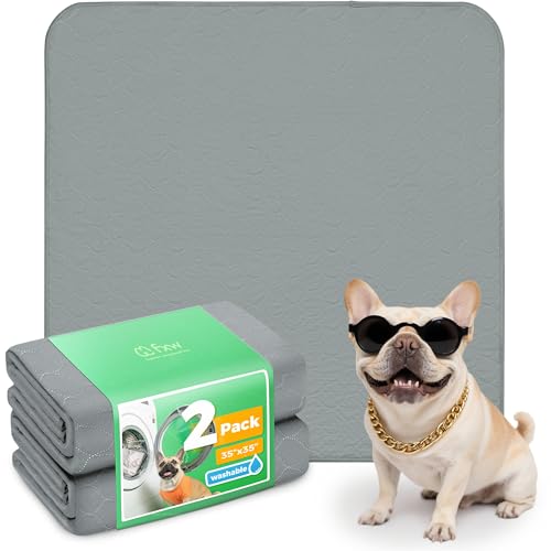 FXW Washable Pee Pads for Dogs, Puppy Pads with Super Absorbent, Specifically Designed for Potty Training, 35" Square, Gray, 2 Packs - color: Gray, size: 35" Square (2 Packs)