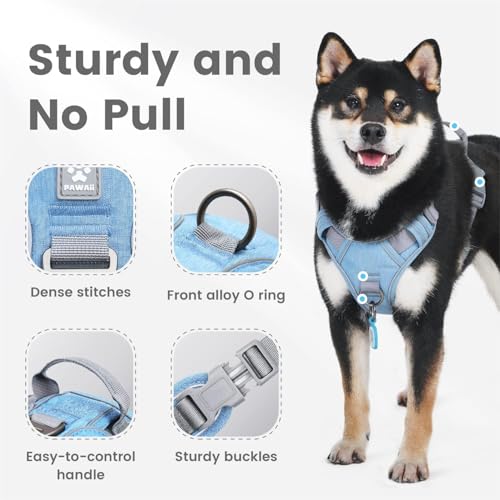 Pawaii No Pull Dog Harness with Pet ID Tag,Reflective Strips No Choke Front O Ring Breathable Mesh Adjustable Soft Padded Pet Vest with Easy Control Handle for Small Dogs | Built for safer walks with a QR Pet ID Tag, front no pull clip, reflective trim, c