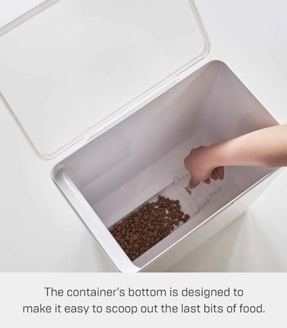 Yamazaki Home Airtight Pet Food Storage Container - Cat and Dog Food Holder Bin with Transparent Lid and Handle PolypropyleneLargeWhite - color: White, size: Large