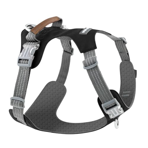 No Pull Dog Harness – Adjustable Reflective Nylon Vest for Small Medium Large Dogs, Escape Proof Training Harness with Leather Control Handle, Lightweight Aluminum Hardware (Black, L) - color: Black, size: L