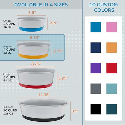 Master Pet Supply Stainless Steel Dog Bowls Set of 2 with Extra Thick Silicone Base - 4 Cup (32 oz) Hyper Pink, Non-Slip, Dishwasher Safe Metal Bowls, Pet Dog Food Bowl for Dogs, Cats, Anti Rust - color: Hyper Pink, size: 4 Cups (32 oz) 2 Pack