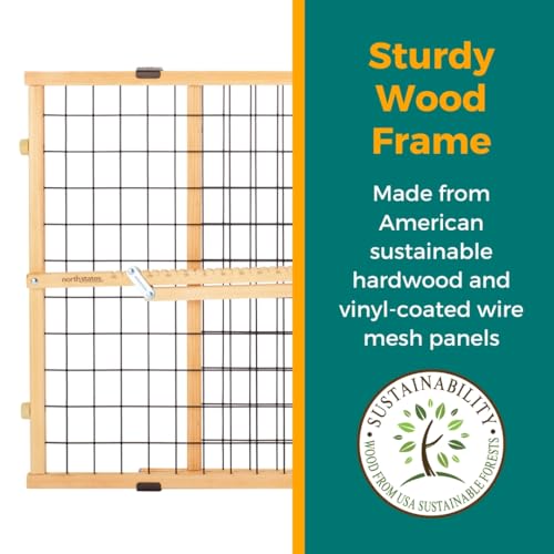 MYPET Wire Mesh Dog Gate: 26.5"-42" Wide Pressure Mounted with No Tools; Expandable, Durable Pet Gates for Doors and Hallways, 23" Tall, Made with Sustainable Hardwood - size: 26.5"-42" Wide, 23" Tall