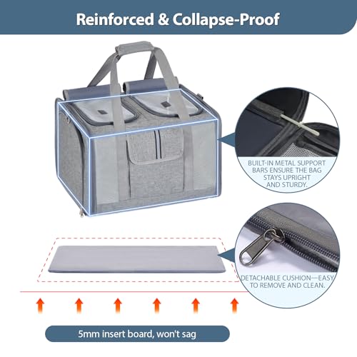Lawfery Cat Carrier for 2 Cats – Large Expandable Soft-Sided Pet Travel Carrier, Dual Compartments, Privacy Protection, Dog Carrier for Small/Medium Dogs, Home & Outdoor Use