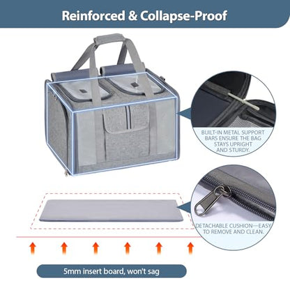 Lawfery Cat Carrier for 2 Cats – Large Expandable Soft-Sided Pet Travel Carrier, Dual Compartments, Privacy Protection, Dog Carrier for Small/Medium Dogs, Home & Outdoor Use