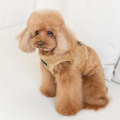 Puppia Douglas Vest Dog Harness Step-in Warm Winter Diamond Pattern for Small and Medium Dog, Beige, Medium - color: Beige, size: Medium