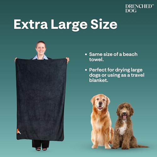 Bath Towel for Large Dogs – XL Microfiber Dog Drying Towel | Covers More, Absorbs More | 47 x 31 in | Quick Dry After Baths, Swims & Wet Walks - size: Large Bath Towel