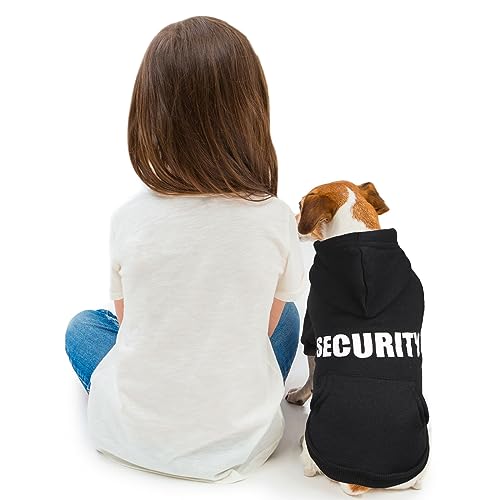 Dog Sweaters for Small Dogs Security Dog Hoodie Sweater Soft Brushed Fleece Pet Clothes Pet Hoodie Sweatshirt with Pocket(S) - size: Small